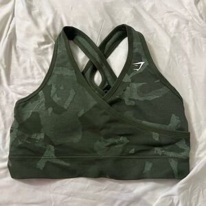 Gymshark Dark Green Camo Sports Bra